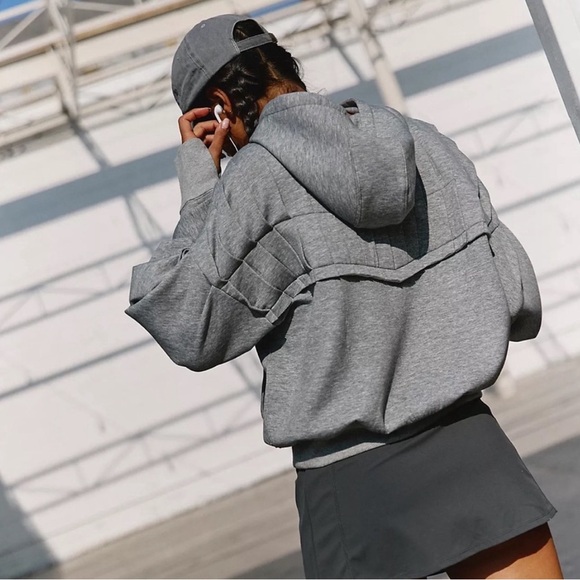 NWOT FP Movement by Free People Pick it Up Pleated Pullover Gray Hoodie - Picture 3 of 14